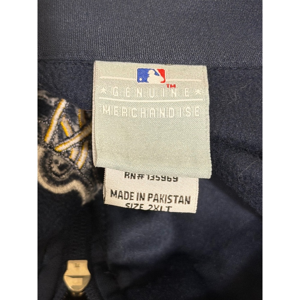 MLB Atlanta Braves Navy Grey Embroidered Full Zip Track Jacket Mens 2XLT - Picture 4 of 5